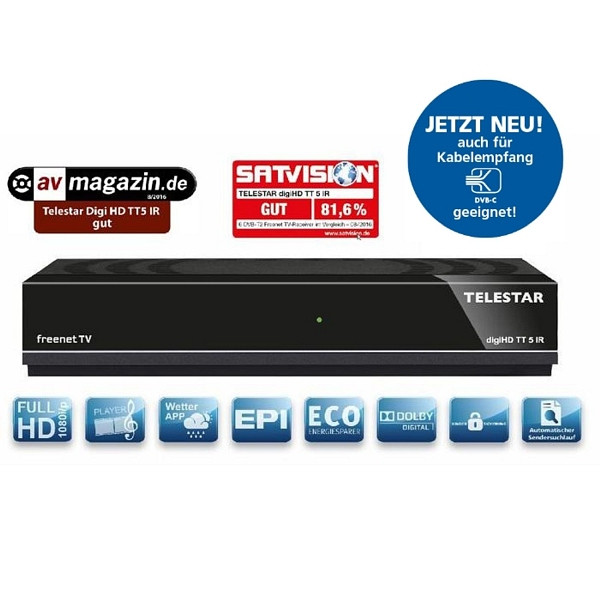 TELESTAR digiHD TT 5 IR DVB-T2 und DVB-C HDTV-Receiver, 5310483
