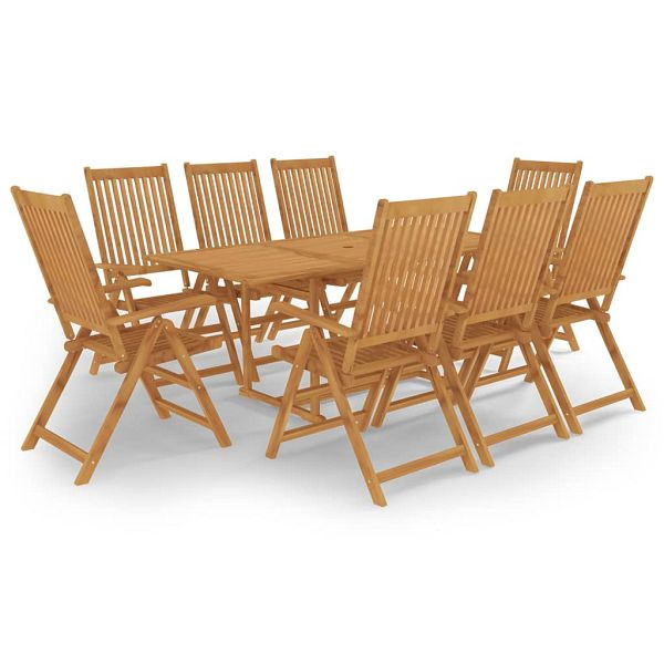 vidaXL 9-teilig Garten-Essgruppe Massivholz Teak, 3059566