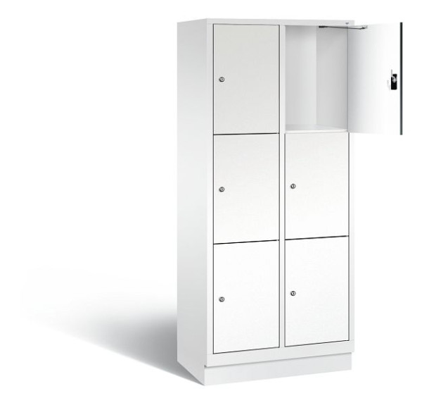 C+P Schließfachschrank Evolo, H1800xB810xT500mm, Farbe: Verkehrsweiß / Dekor Weiß, 48020-223 S10226