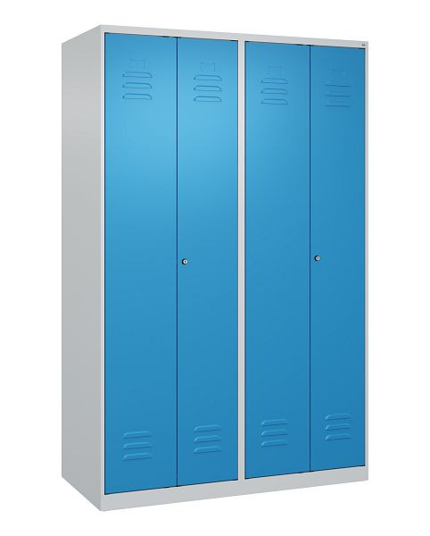C+P Umkleidespind Classic PLUS SW, 4 Abteile, 1850x1200x500mm, 7035/5012, Zylinderschlösser, 080002-40 S10025