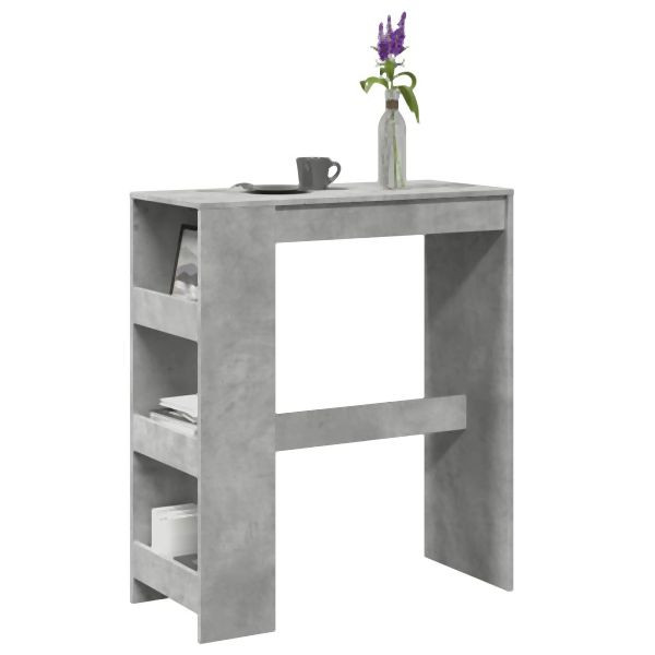vidaXL Bartisch mit Regal Betongrau 90x40x103,5 cm Holzwerkstoff, 854376