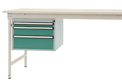 Manuflex Gehäuse-Unterbau stationär, Nutzhöhe 300 mm mit 2 Schubfächer, für Tischtiefe 800 mm, graugrün, ZB4652.0001