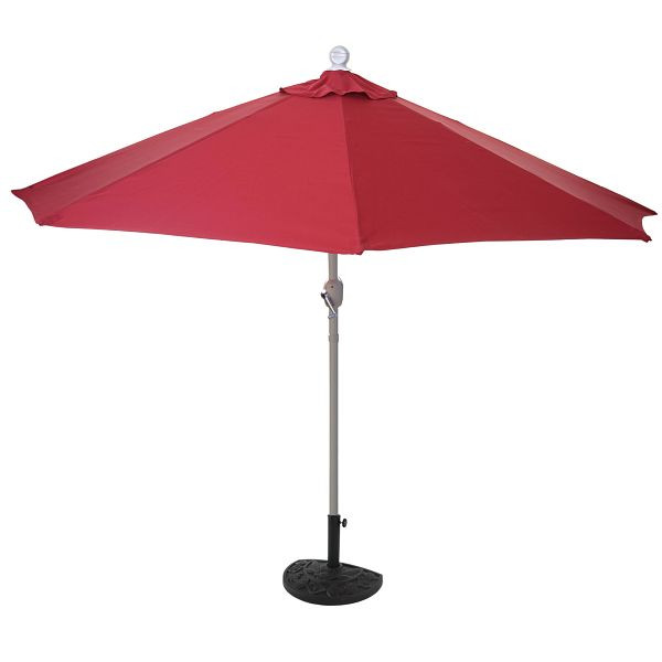 Mendler Sonnenschirm halbrund Parla, Halbschirm Balkonschirm, UV 50+ Polyester/Alu 3kg, 300cm bordeaux mit Ständer, 35136+35128