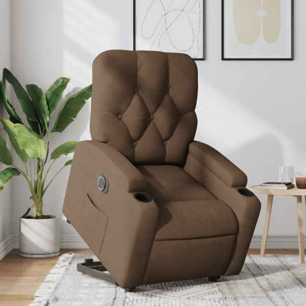 vidaXL Relaxsessel mit Aufstehhilfe Elektrisch Braun Stoff, 3204738