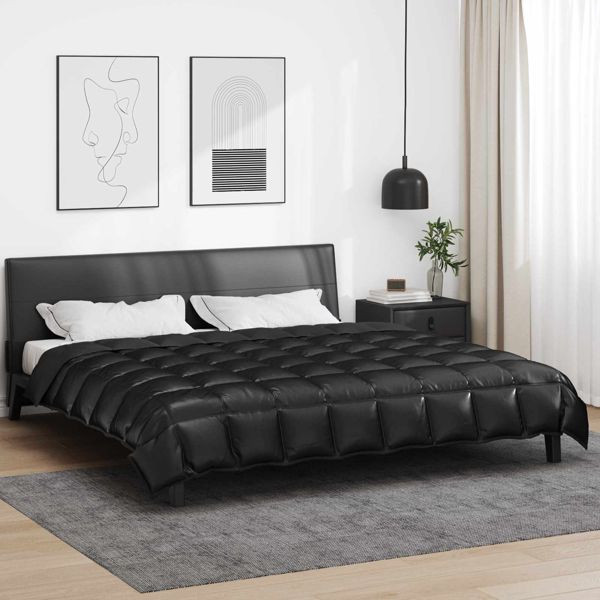 vidaXL Winterbettdecke Schwarz 220 x 260 cm Satin und Mikrofaser, 42025858