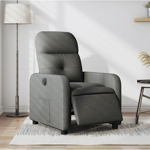 vidaXL Relaxsessel Elektrisch Dunkelgrau Stoff, 3206778