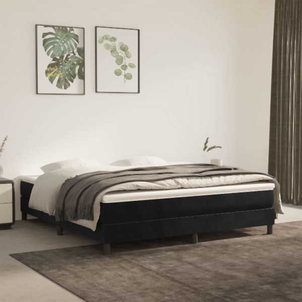 vidaXL Boxspringbett mit Matratze Schwarz 180x200 cm Samt, 3144347