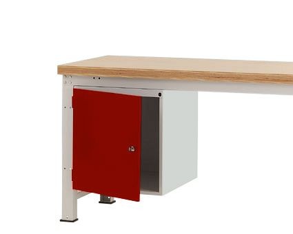 Manuflex Gehäuse-Unterbau PROFI, Nutzhöhe 500 mm mit 1 Tür rechts angeschlagen und Einlegeboden, für Werkbanktiefe 700 mm, Rubinrot, ZB4982.3003