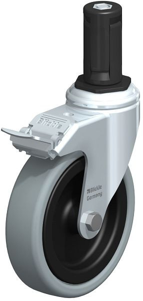 Blickle LKRA-VPA 126G-11-FI-ER14 Apparate-Lenkrolle mit Expander & Feststeller, Vollgummi, Grau, 848358
