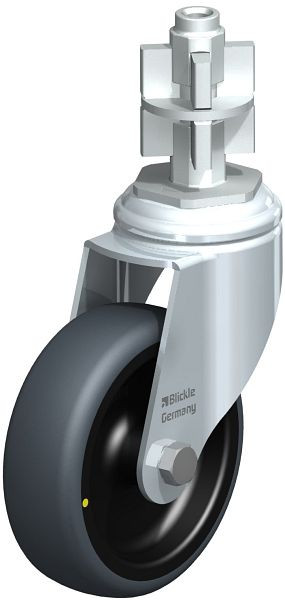 Blickle LKRA-TPA 101G-11-ELS-E17 Apparate-Lenkrolle mit Rückenloch, Thermoplastisches Gummi-Elastomer, Grau, 750703