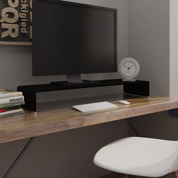 vidaXL TV-Tisch/Bildschirmerhöhung Glas Schwarz 100x30x13 cm, 244139