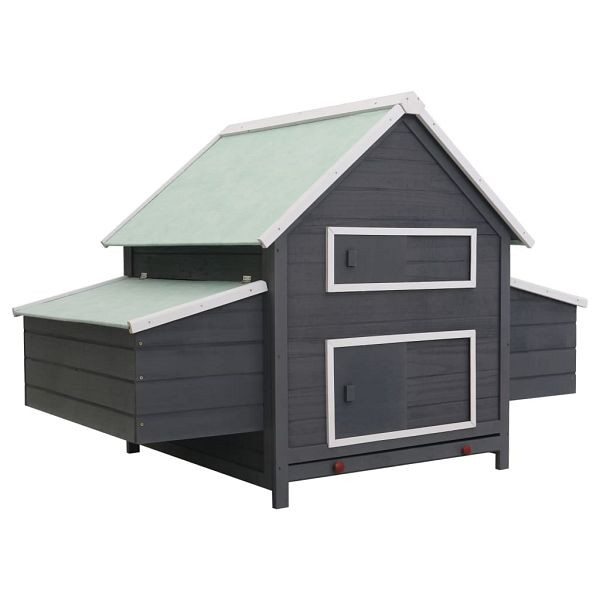 vidaXL Hühnerstall Grau und Weiß 157x97x110 cm Holz, 170855