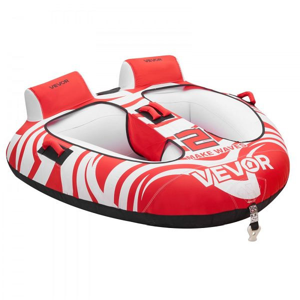 VEVOR Towable Tube für 2 Personen, 154 kg Tragfähigkeit, Nylonabdeckung, gepolsterte Griffe, Sicherheitsventil, Rot, CQTL3MTT2RHSOC2DH001V0