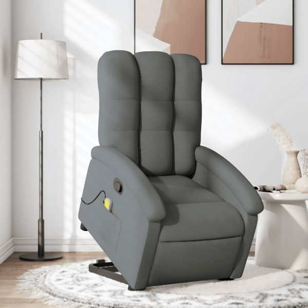 vidaXL Massagesessel mit Aufstehhilfe Dunkelgrau Stoff, 3204105