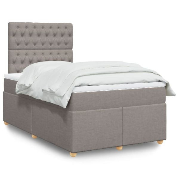 vidaXL Boxspringbett mit Matratze Taupe 120x200 cm Stoff, 3293558