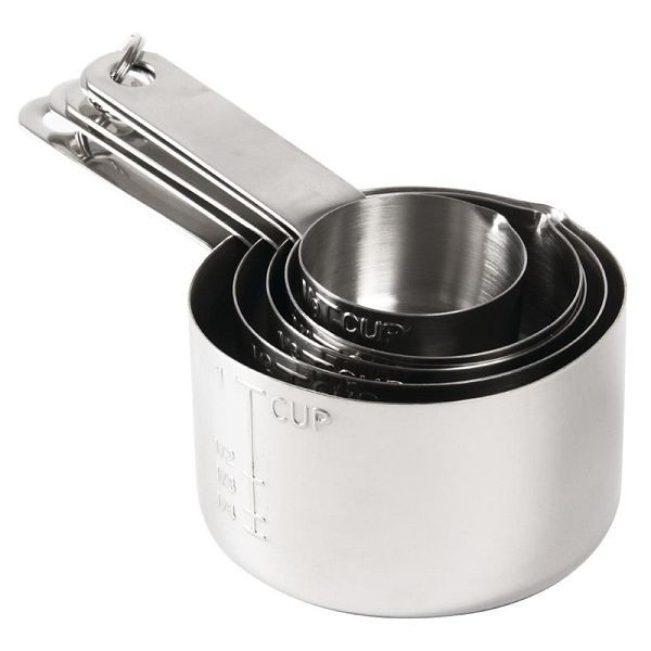 Vogue Messbehälter 5er Set, enthält: 1/8 Tasse, 1/4 Tasse, 1/3 Tasse, 1/2 Tasse und 1 Tasse, J424