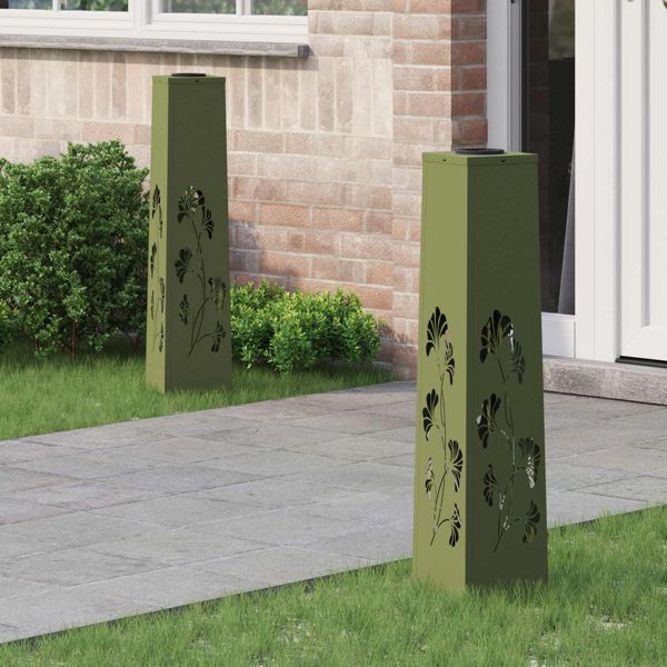 vidaXL Solar LED Weg Licht 2 pcs Olive Grün Kalt gewalzter Stahl, 879761