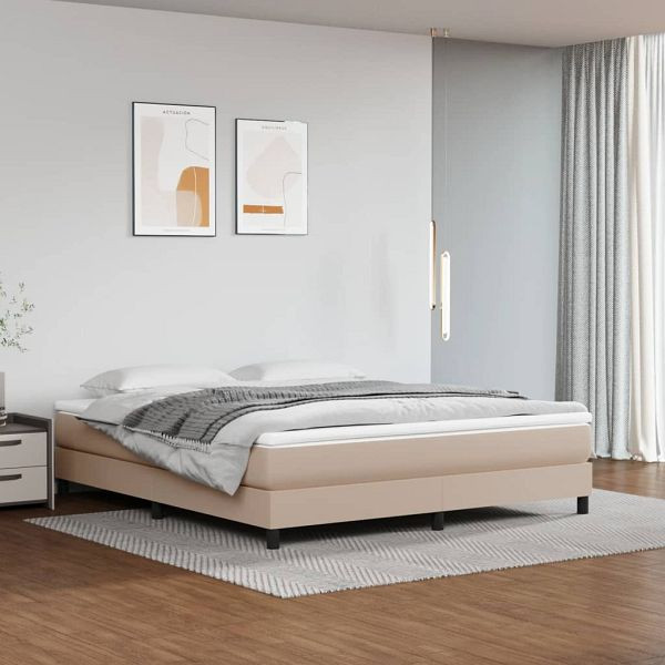 vidaXL Boxspringbett Matratze Cappuccino-Braun 160x200 cm Kunstleder, 3144272