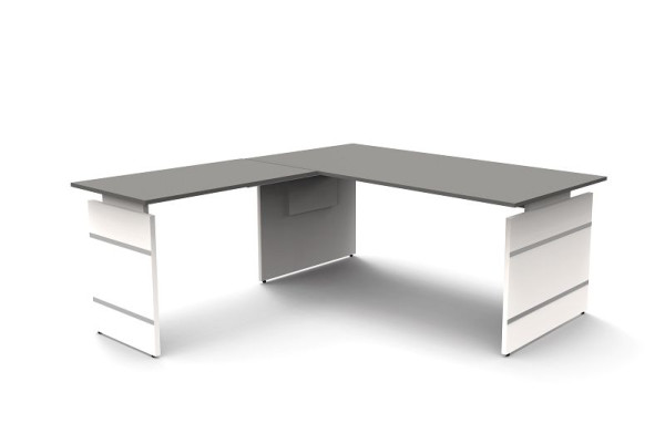 Kerkmann Höhenverstellbarer Wangenschreibtisch B 1800 x T 800 x H 680-760 mm, Form 4, Farbe: Grafit, 11465512