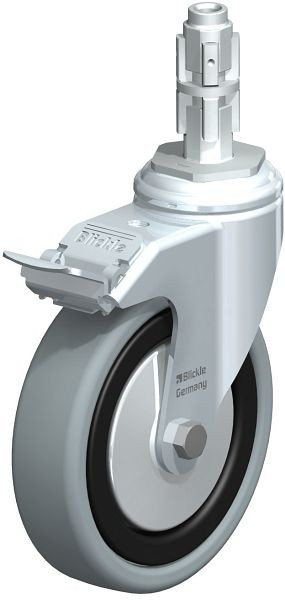 Blickle LKRA-VPA 126K-11-FI-FA-E13 Apparate-Lenkrolle mit Expander & Feststeller, Vollgummi, Grau, 224063