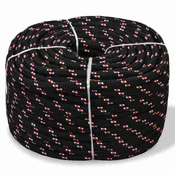 vidaXL Bootsseil Polypropylen 14 mm 250 m Schwarz, 143812