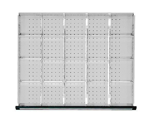 ANKE Werkbänke Schubladeneinteilungssatz; für Schublade 750 x 600 mm (BxT); für Fronthöhe 90 - 150 mm; 1/5 Teilung, 902.305