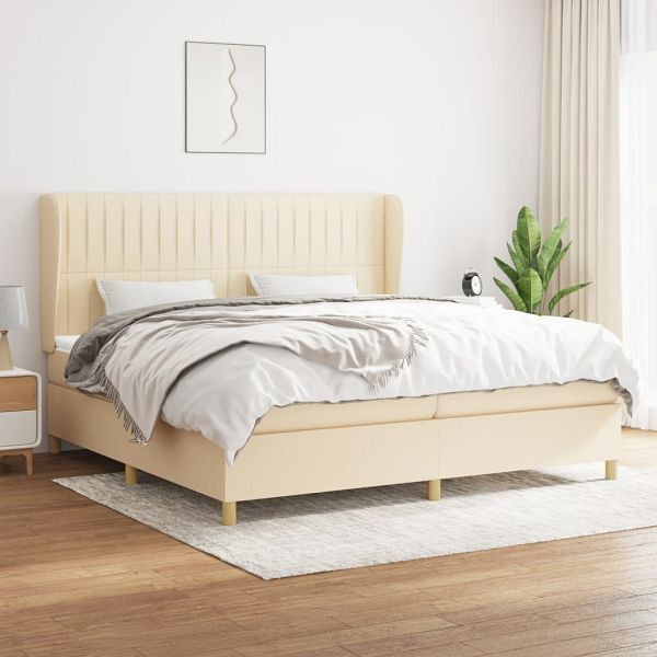 vidaXL Boxspringbett mit Matratze Creme 200x200 cm Stoff, 3128714
