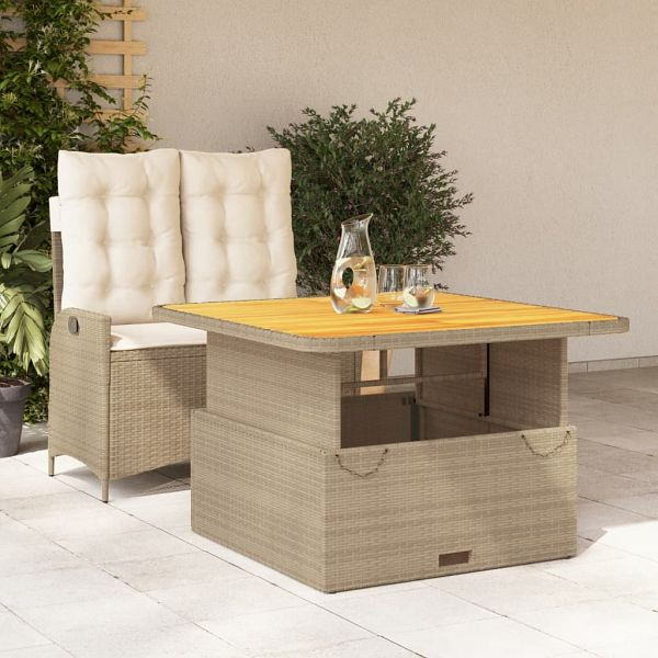 vidaXL 2-teilig Garten-Essgruppe mit Kissen Beige Poly Rattan, 3277475
