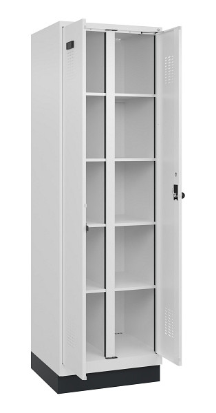 C+P Wäsche-Spind Evolo PLUS, mit Sockel, 2 Abteile, 1950x600x500mm, 9016/9016, Verschluss Drehriegel, 049022-20B S10020