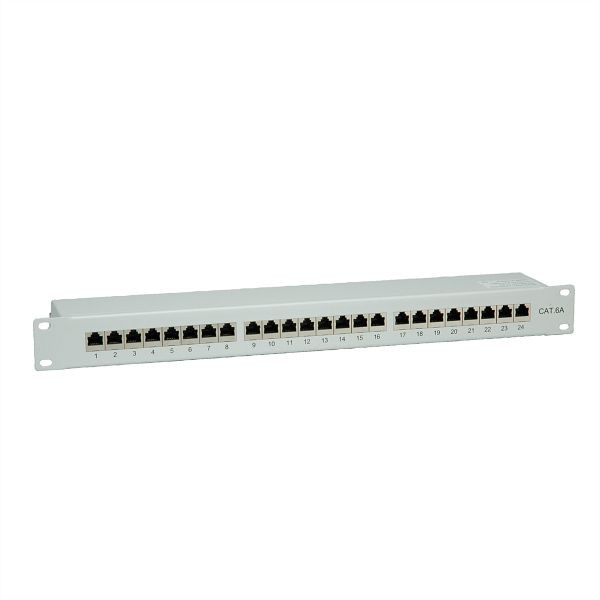 VALUE Kategorie 6A (Class EA) 19"-Patchpanel, 24 P, geschirmt, grau, 26.99.0361