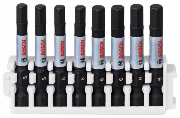 Bosch Schrauberbit-Set Impact Control, 8-teilig, 4 x H5, 4 x H6, 50 mm, VE: 5 Stück, 2608522332