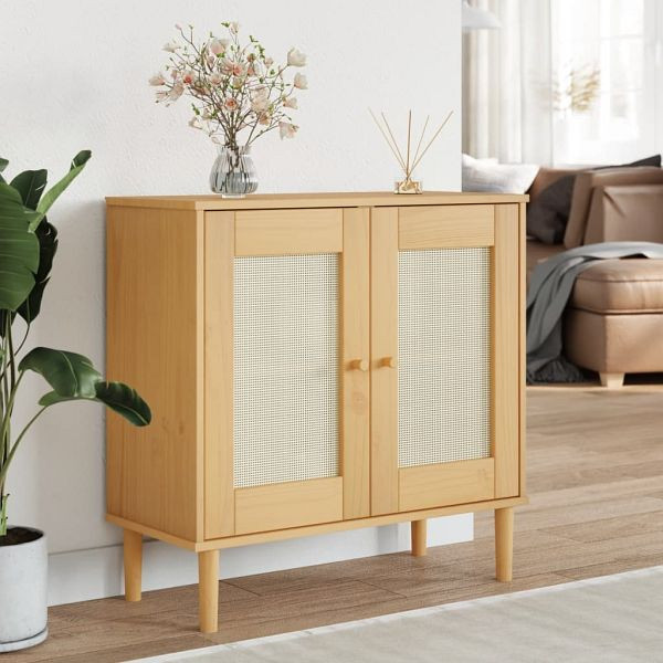 vidaXL Sideboard SENJA Rattan-Optik Braun 80x35x80 cm Kiefernholz, 358031