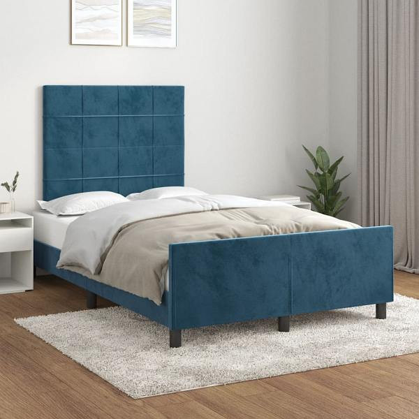 vidaXL Bettgestell mit Kopfteil Dunkelblau 120x190 cm Samt, 3270582
