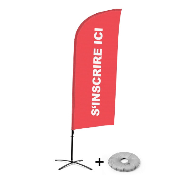 Showdown Displays Beachflag Alu Wind Komplett-Set Hier Anmelden Rot Französisch Kreuzständer, BFAW310-CB30-WB-I511