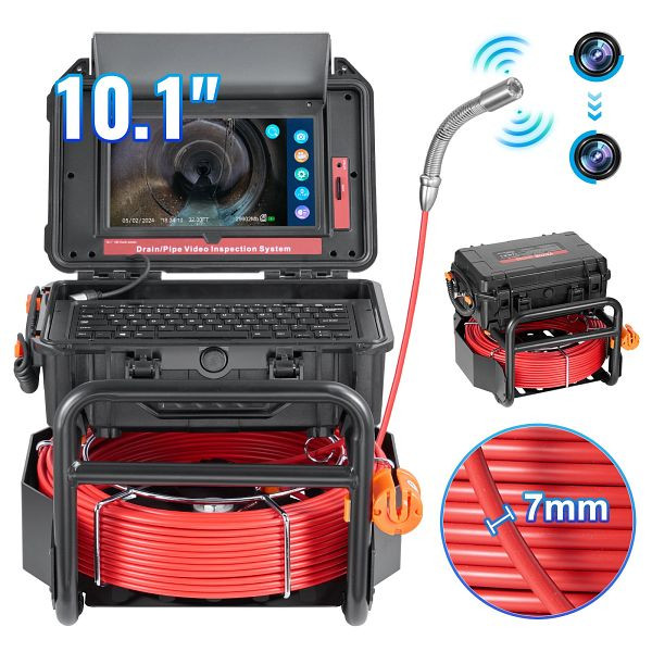 VEVOR Kanalkamera 50m Rohrinspektionskamera mit 10,1 Zoll Touchscreen, JLKXSGDNKJ104U3U7V2