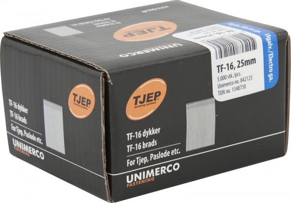 TJEP TF16 25mm Brads, verzinkt Box 5.000 Stück, Brads und Stifte, 842125