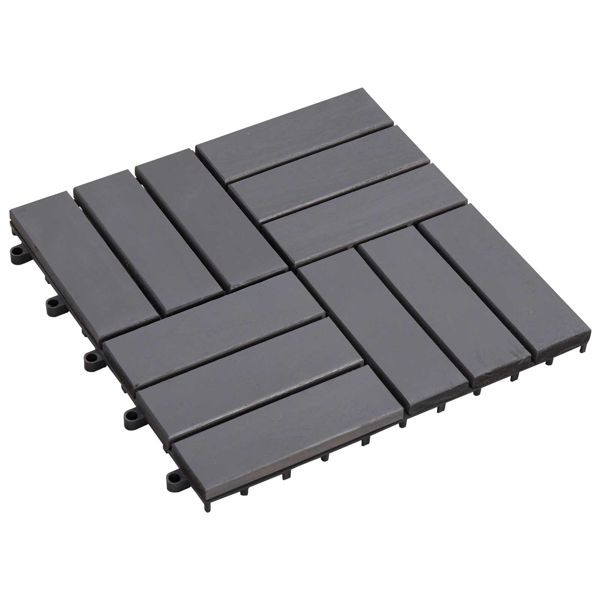 vidaXL Terrassenfliese 20-teilig Grau 30 x 30 cm Akazien-Hartholz, 3444847