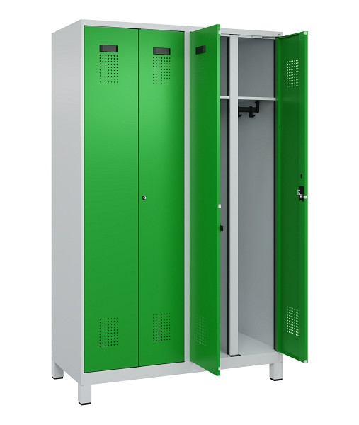 C+P Schwarz-Weiß-Spind Evolo PLUS, mit Füßen, 4 Abteile, 1950x1200x500mm, 7035/6037 Reingrün, Abteile 4, Abteilbreite 300 mm, Schlüssel 2, 049012-40 S10038