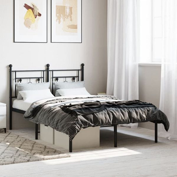 vidaXL Bettgestell mit Kopfteil Metall Schwarz 120x200 cm, 374337