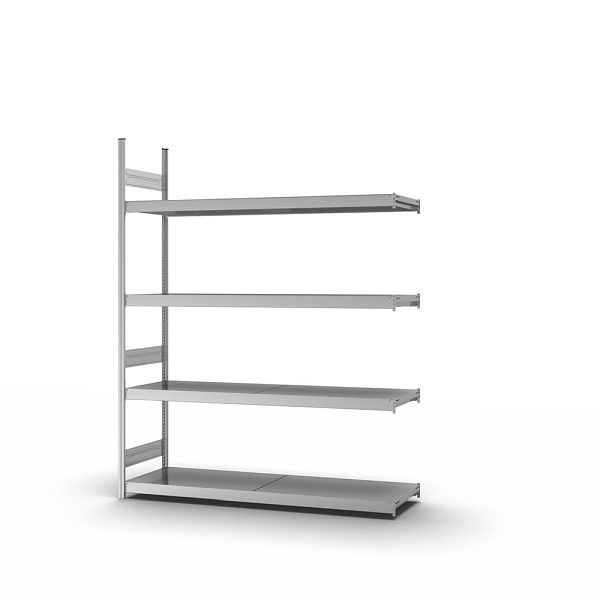 hofe Großfach-Anbauregal, 2500x500x2000 mm, 4 Fachebenen, verzinkt, 350 kg Fachlast, 1750 kg Feldlast, zweiseitige Bedienung, GZA25520B