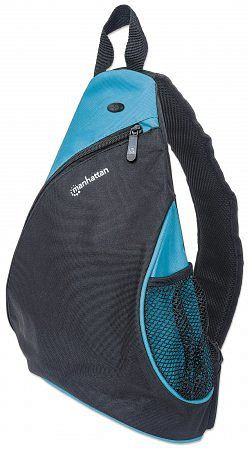 MANHATTAN Dashpack Notebookrucksack, bis 12", "Sling Bag" Style mit nur einem Schultergurt, schwarz/blau, 439855
