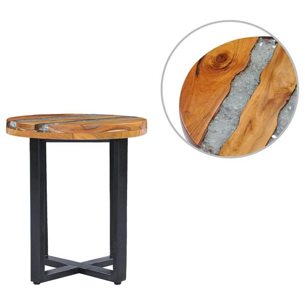 vidaXL Couchtisch 40 x 45 cm Massivholz Teak und Polyresin, 281652