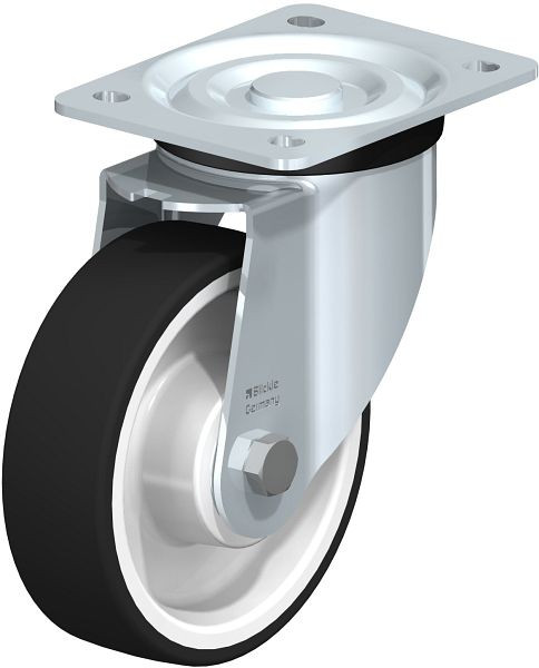 Blickle L-POTH 150K Stahlblech-Lenkrolle, mittelschwere Ausführung, mit Anschraubplatte, Thermoplastisches Polyurethan, Grau, 78592