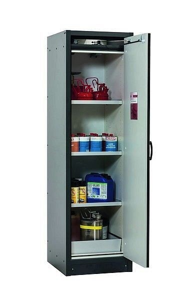asecos Sicherheitsschrank Q-CLASSIC-30, Q30.195.056.R in lichtgrau RAL 7035 mit 3x Fachboden (Stahlblech), 31007-061-33407
