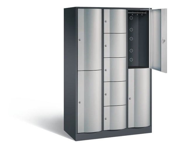 C+P Kombi-Schließfachschrank Resisto, H1950xB1148xT540mm, Farbe: Schwarzgrau / Weißaluminium, 8070-3720 S10018