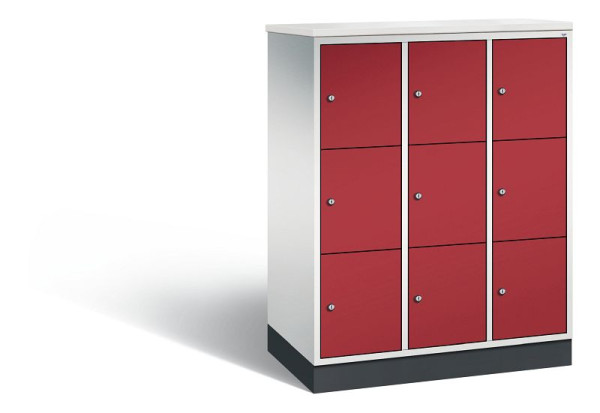 C+P Schließfachschrank Intro, H1255xB920xT490mm, Farbe: Lichtgrau / Rubinrot, 8573-301 S10374