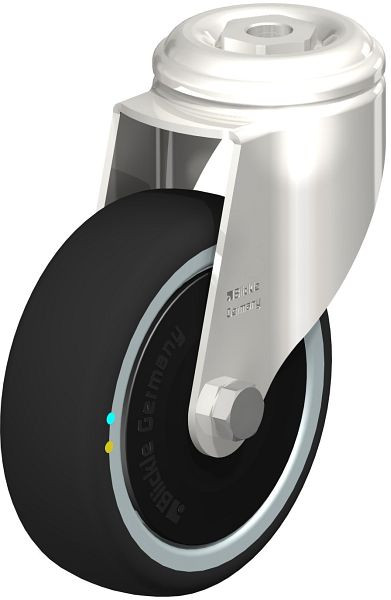 Blickle LKRXA-PATH 101KD-11-ELS-FK Edelstahl-Apparate-Lenkrolle mit Rückenloch, Thermoplastisches Polyurethan, Grau, 853456