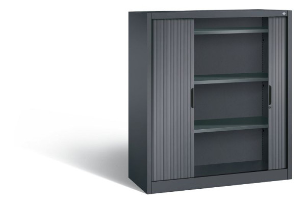 C+P Sideboard mit Rollladen Omnispace, H1345xB1200xT420mm, Farbe: Schwarzgrau, Griffmulde, 3 OH, 3223-00 S10056