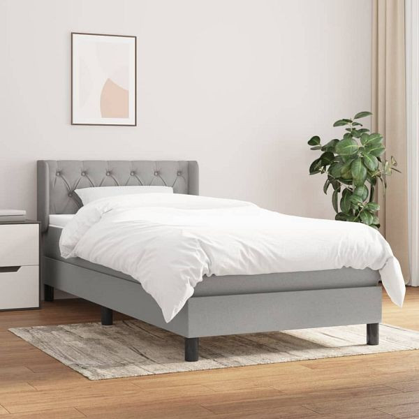 vidaXL Boxspringbett mit Matratze Hellgrau 80x200 cm Stoff, 3129905