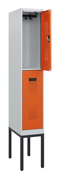 C+P Doppelstock-Spind Evolo PLUS, Gestell, 2 Fächer, 1950x300x500mm, 7035/2004, Zylinderschloss, 0493305-10 S10022